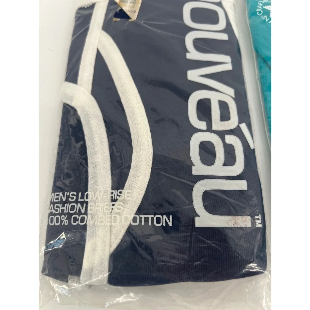 Nouveau Men Briefs Low-Rise Fashion Navy Teal Size S 30-32 Rare Deadstock 2Pk